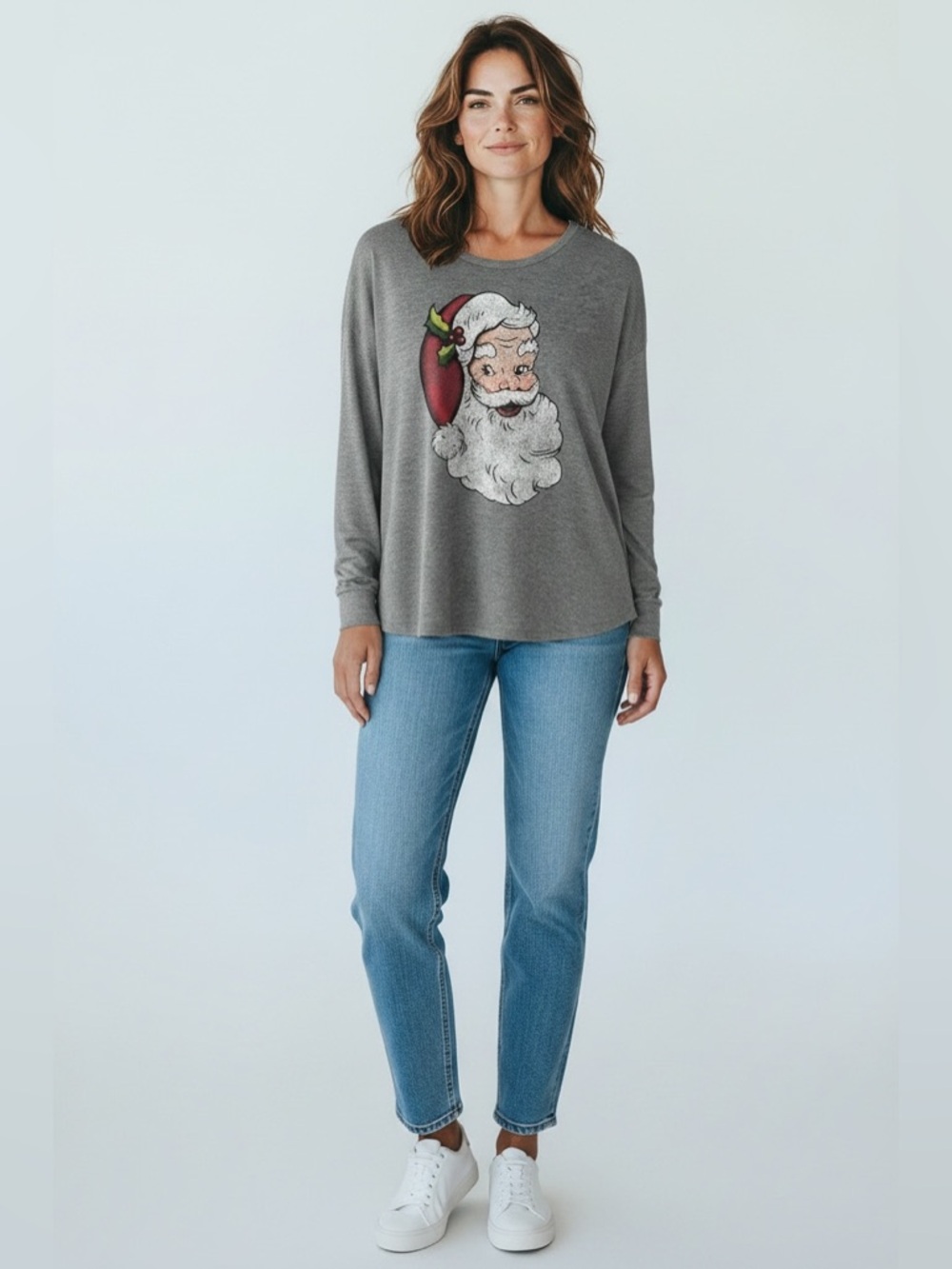 Modern Canvas ‘Santa Claus’ Pullover Sweatshirt Gray Size XXL